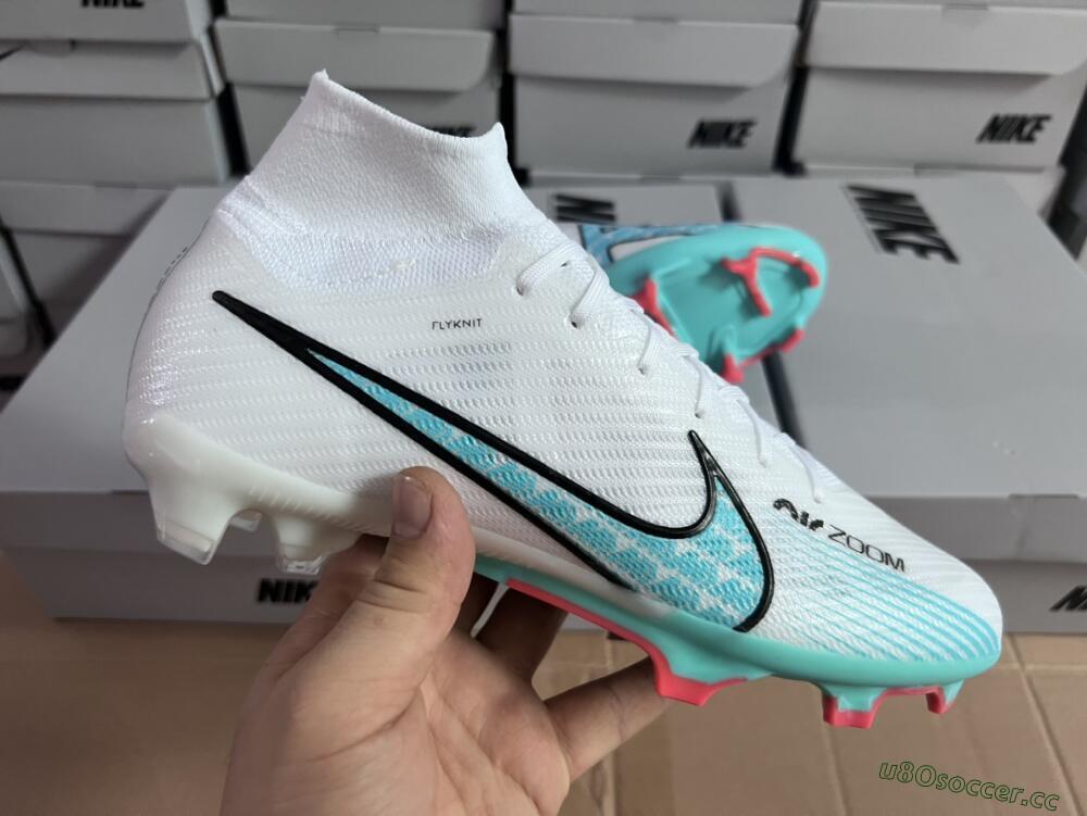 Unisex Nike Air Zoom Mercurial Superfly 9 Elite FG Firm Ground High-Tops Football Boots - White/Blue/Black