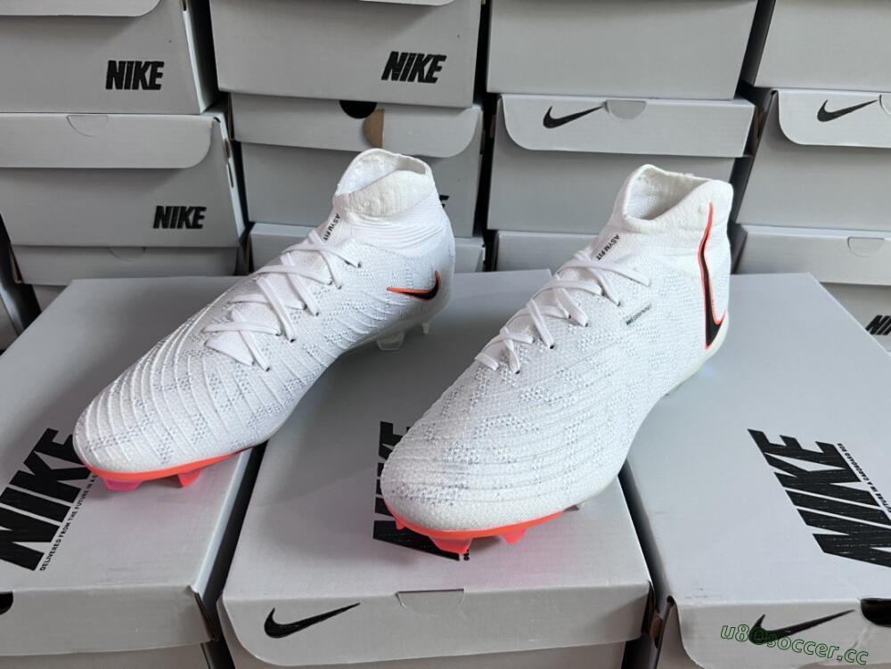 Men's Nike Phantom Luna Elite FG Firm Ground High-Tops Football Boots - White/Black/Orange