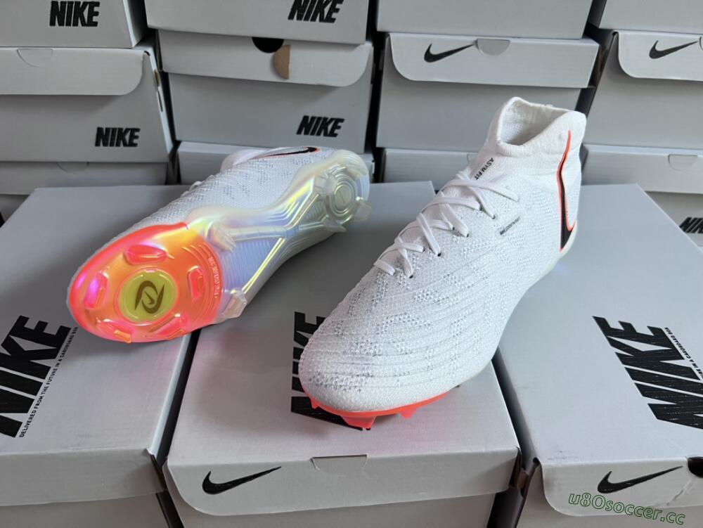 Men's Nike Phantom Luna Elite FG Firm Ground High-Tops Football Boots - White/Black/Orange