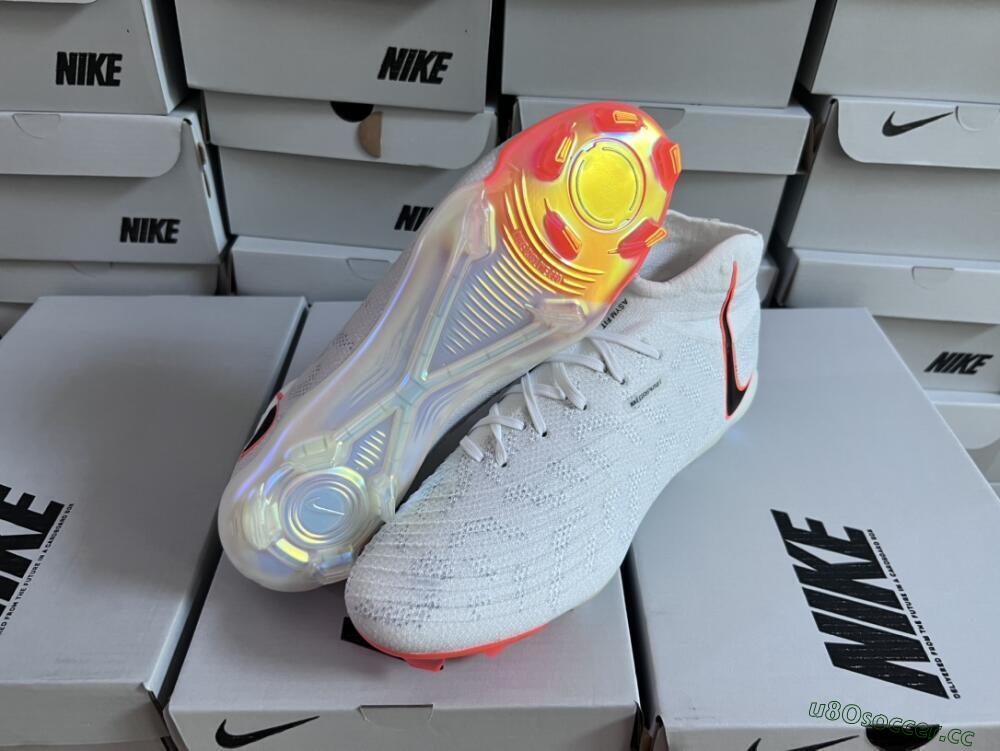 Men's Nike Phantom Luna Elite FG Firm Ground High-Tops Football Boots - White/Black/Orange