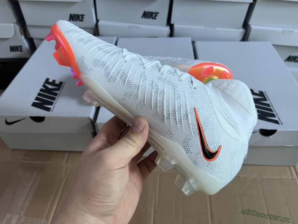 Men's Nike Phantom Luna Elite FG Firm Ground High-Tops Football Boots - White/Black/Orange
