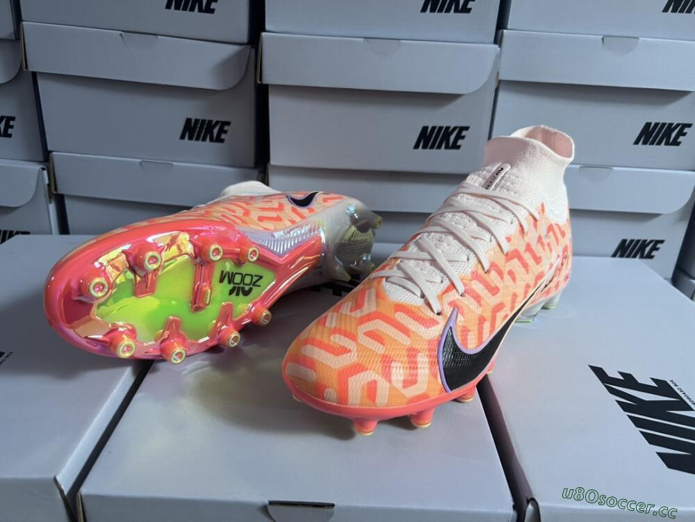 Unisex Nike Air Zoom Mercurial Superfly 9 Elite AG Artificial Grass High-Tops Football Boots - Pink/Black/Purple