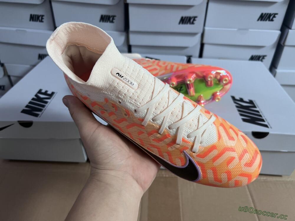 Unisex Nike Air Zoom Mercurial Superfly 9 Elite AG Artificial Grass High-Tops Football Boots - Pink/Black/Purple