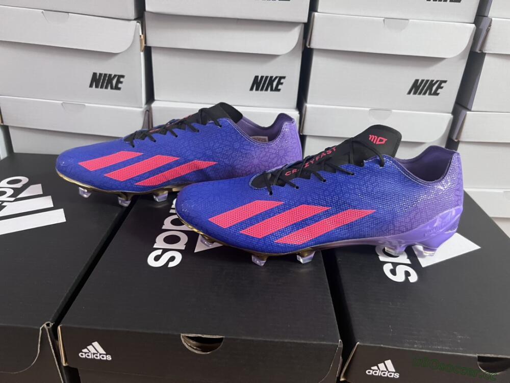 Men's Adidas X Crazyfast.1 FG Firm Ground Low-Tops Football Boots - Blue/Purple/Red