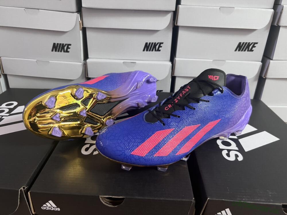 Men's Adidas X Crazyfast.1 FG Firm Ground Low-Tops Football Boots - Blue/Purple/Red