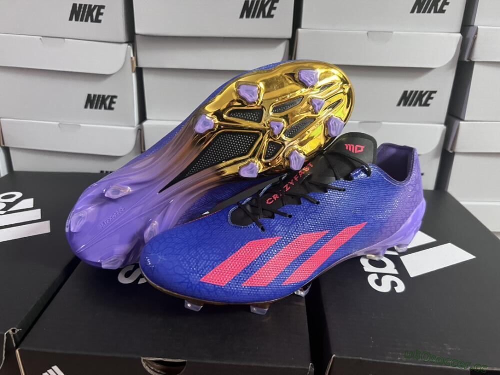 Men's Adidas X Crazyfast.1 FG Firm Ground Low-Tops Football Boots - Blue/Purple/Red