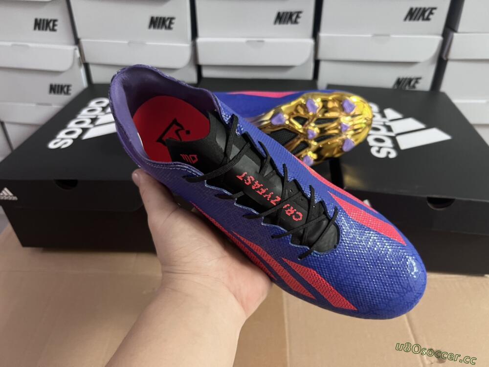 Men's Adidas X Crazyfast.1 FG Firm Ground Low-Tops Football Boots - Blue/Purple/Red