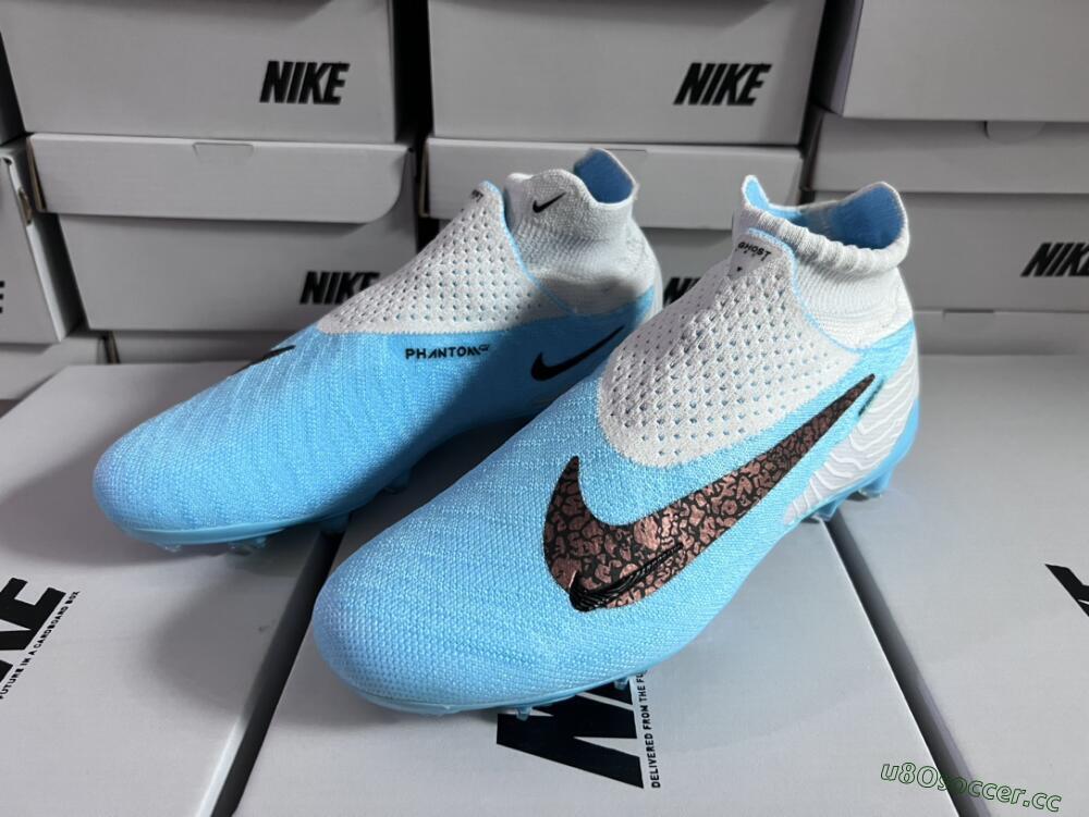 Unisex Nike Phantom GX Elite DF FG Firm Ground High-Tops Football Boots - Blue/White/Black