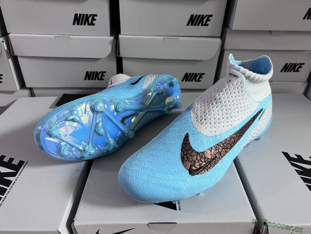Unisex Nike Phantom GX Elite DF FG Firm Ground High-Tops Football Boots - Blue/White/Black