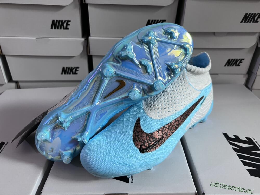 Unisex Nike Phantom GX Elite DF FG Firm Ground High-Tops Football Boots - Blue/White/Black