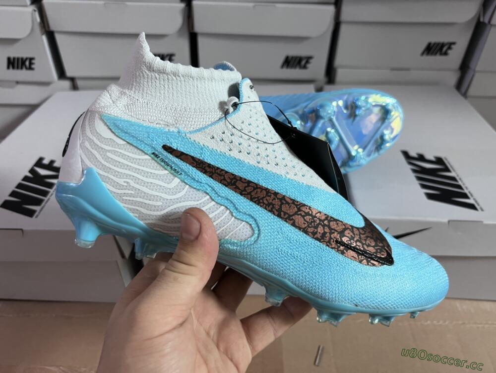 Unisex Nike Phantom GX Elite DF FG Firm Ground High-Tops Football Boots - Blue/White/Black