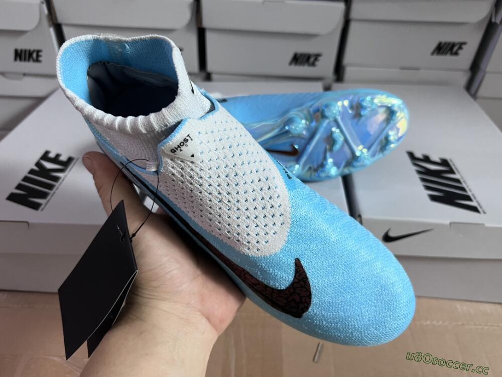Unisex Nike Phantom GX Elite DF FG Firm Ground High-Tops Football Boots - Blue/White/Black
