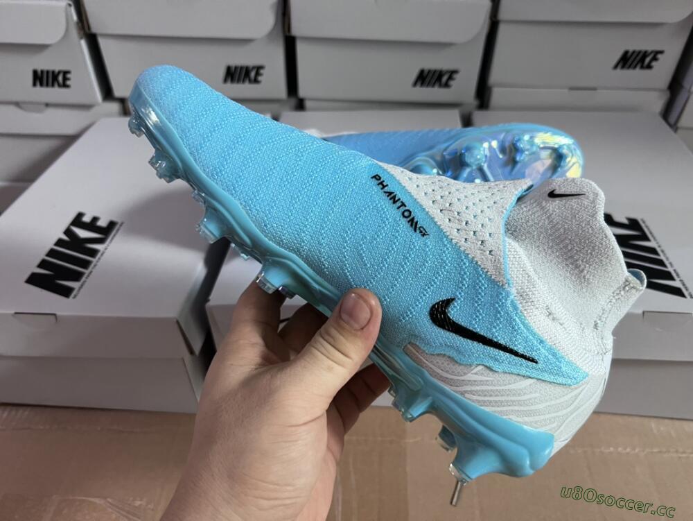 Unisex Nike Phantom GX Elite DF FG Firm Ground High-Tops Football Boots - Blue/White/Black