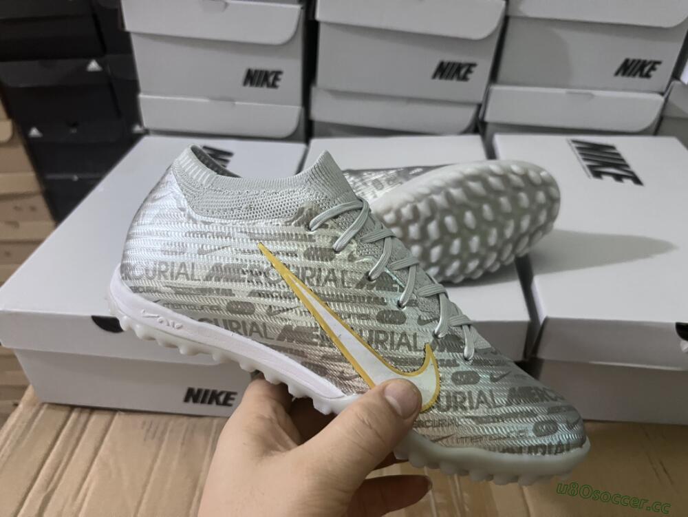 Unisex Nike Air Zoom Mercurial Vapor 15 Elite TF Artificial Turf Low-Tops Football Shoes - Silver/Gold