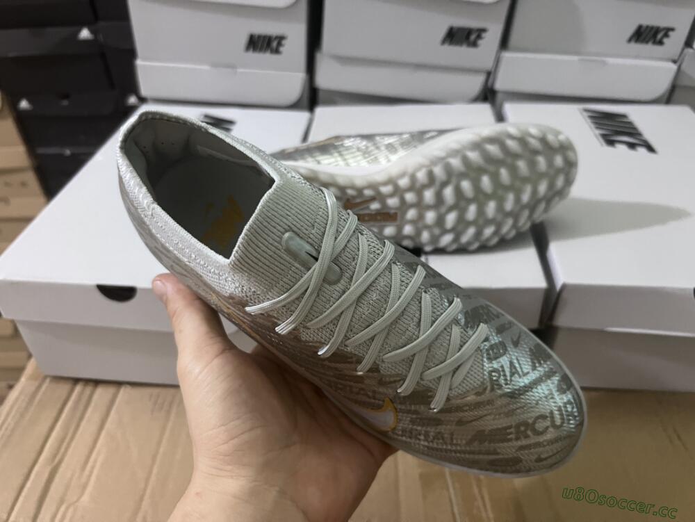 Unisex Nike Air Zoom Mercurial Vapor 15 Elite TF Artificial Turf Low-Tops Football Shoes - Silver/Gold