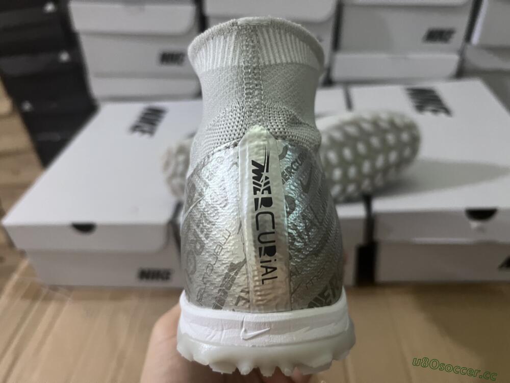 Men's Nike Air Zoom Mercurial Superfly 9 Elite TF Artificial Turf High-Tops Football Shoes - Silver/Gold