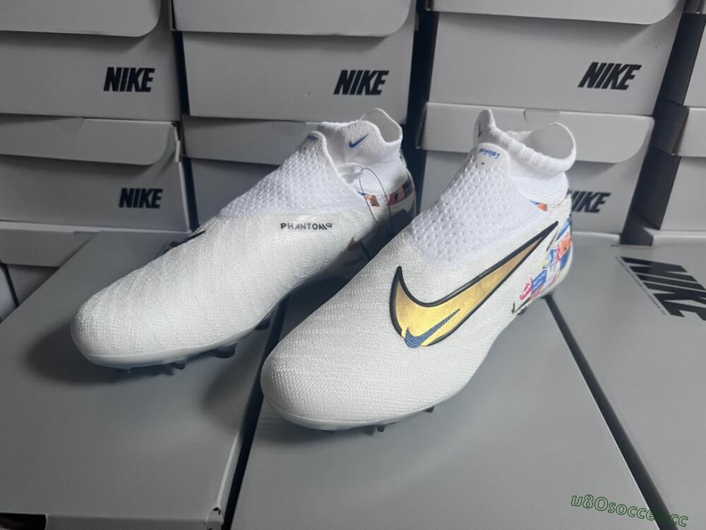 Men's Harry Kane x Nike Phantom GX DF Elite FG Firm Ground Low-Tops Football Boots - White/Gold/Blue