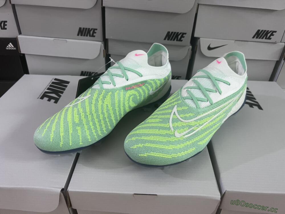 Unisex Nike Phantom GX Elite FG Firm Ground Low-Tops Football Boots - Green/White/Blue