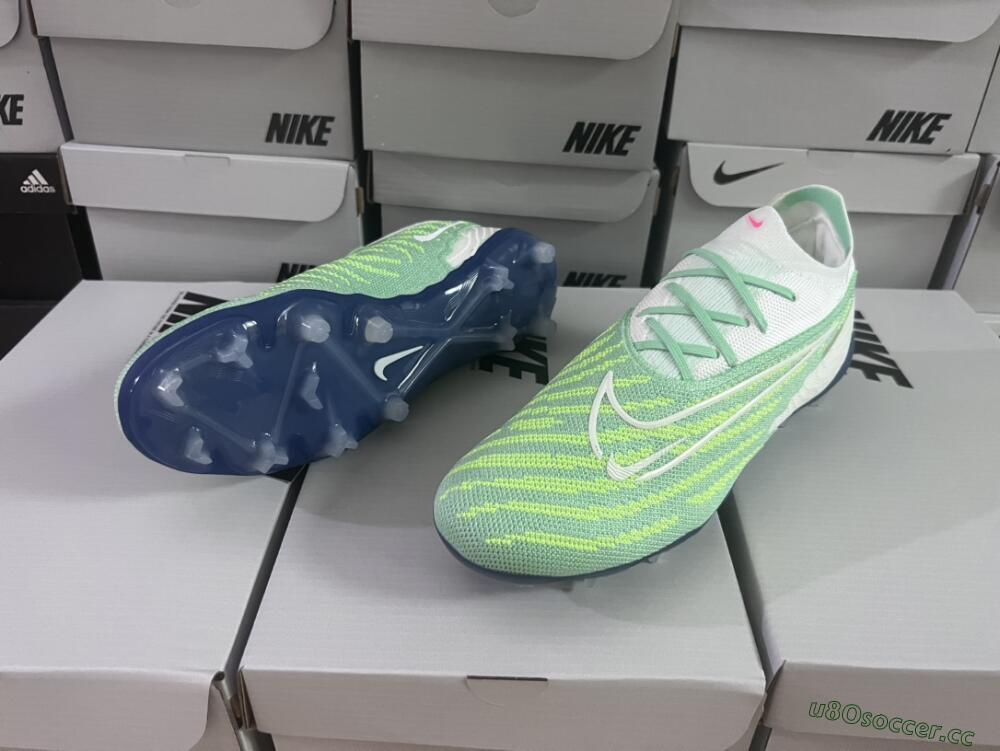 Unisex Nike Phantom GX Elite FG Firm Ground Low-Tops Football Boots - Green/White/Blue