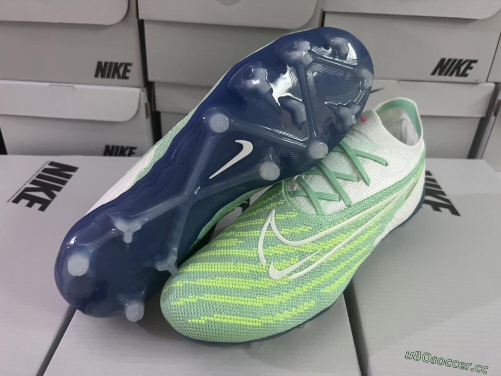 Unisex Nike Phantom GX Elite FG Firm Ground Low-Tops Football Boots - Green/White/Blue