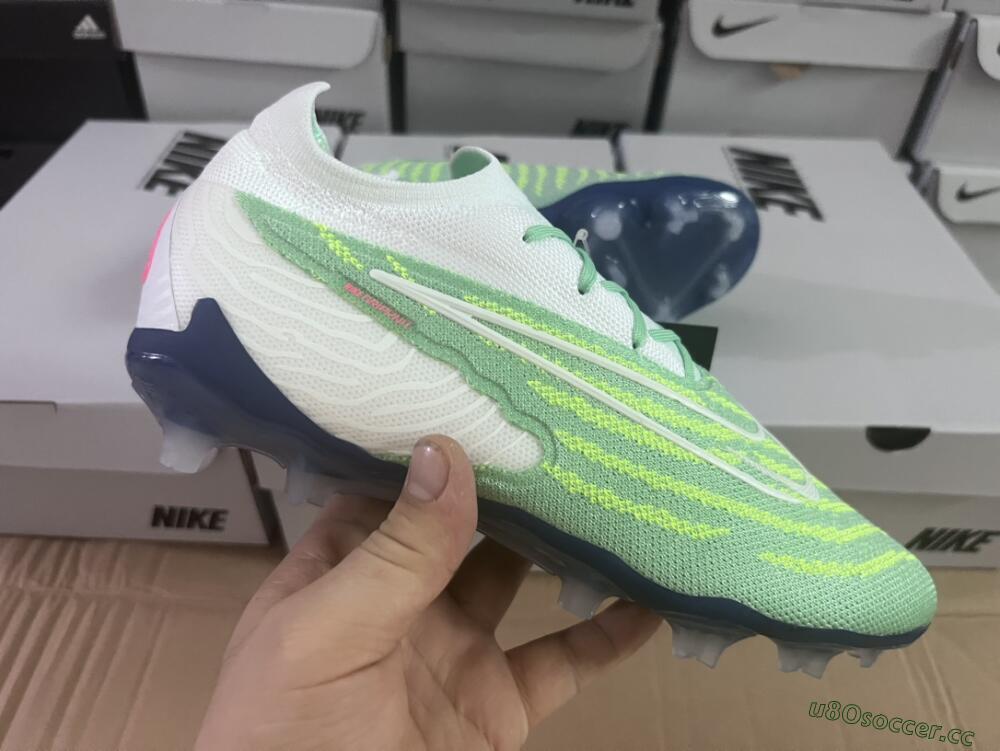 Unisex Nike Phantom GX Elite FG Firm Ground Low-Tops Football Boots - Green/White/Blue