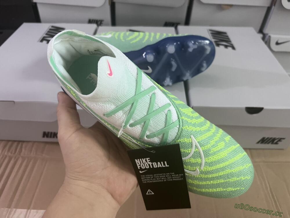 Unisex Nike Phantom GX Elite FG Firm Ground Low-Tops Football Boots - Green/White/Blue