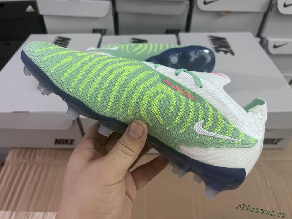 Unisex Nike Phantom GX Elite FG Firm Ground Low-Tops Football Boots - Green/White/Blue