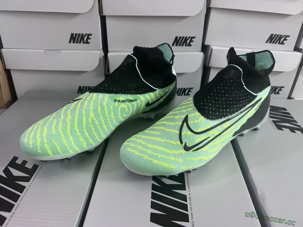 Unisex Nike Phantom GX Elite DF FG Firm Ground High-Tops Football Boots - Green/Black/White