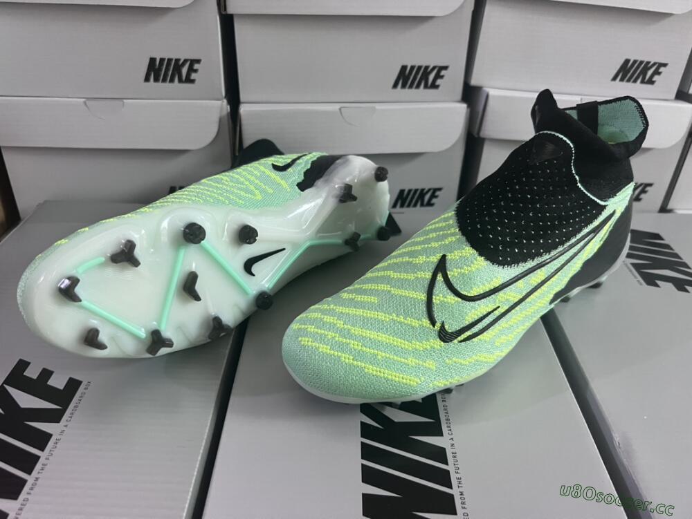 Unisex Nike Phantom GX Elite DF FG Firm Ground High-Tops Football Boots - Green/Black/White