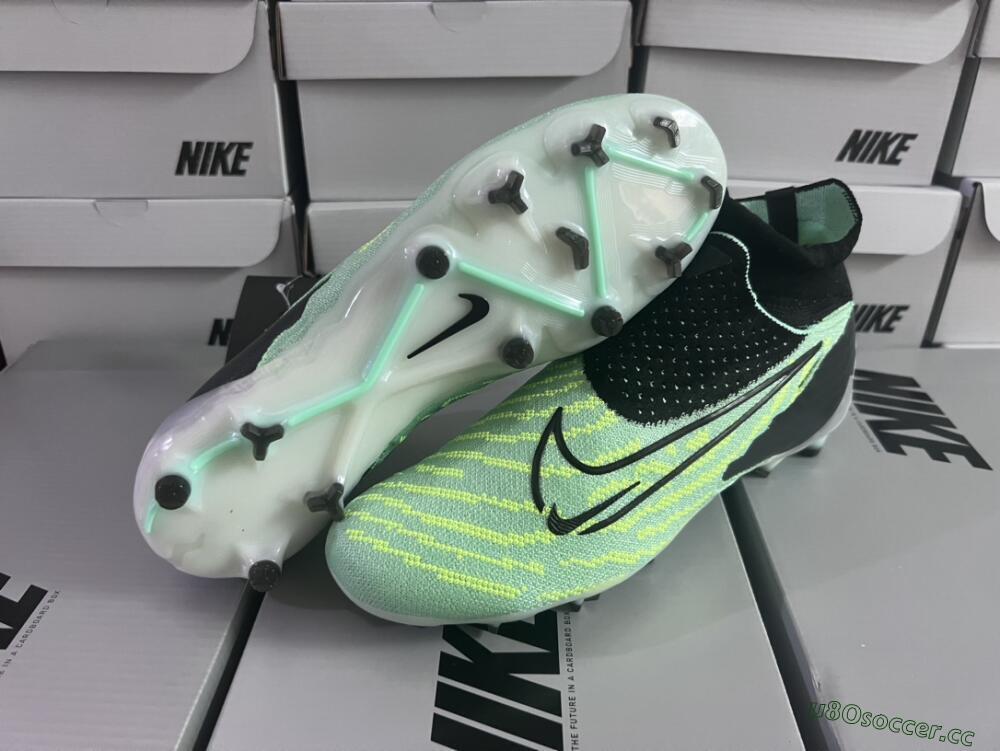 Unisex Nike Phantom GX Elite DF FG Firm Ground High-Tops Football Boots - Green/Black/White