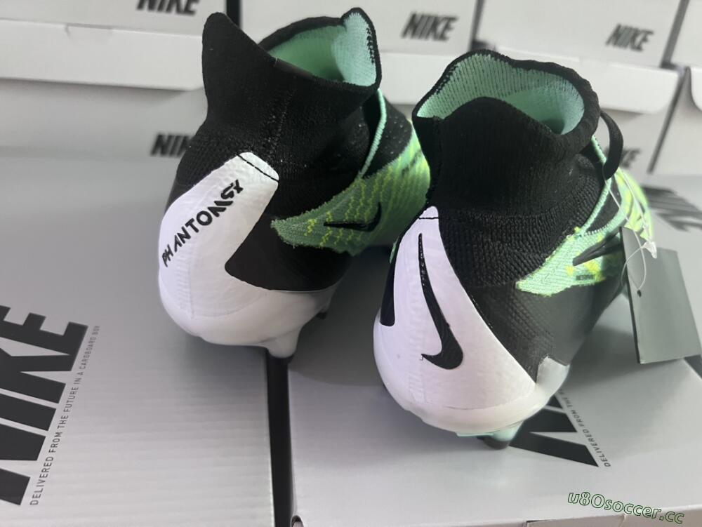 Unisex Nike Phantom GX Elite DF FG Firm Ground High-Tops Football Boots - Green/Black/White