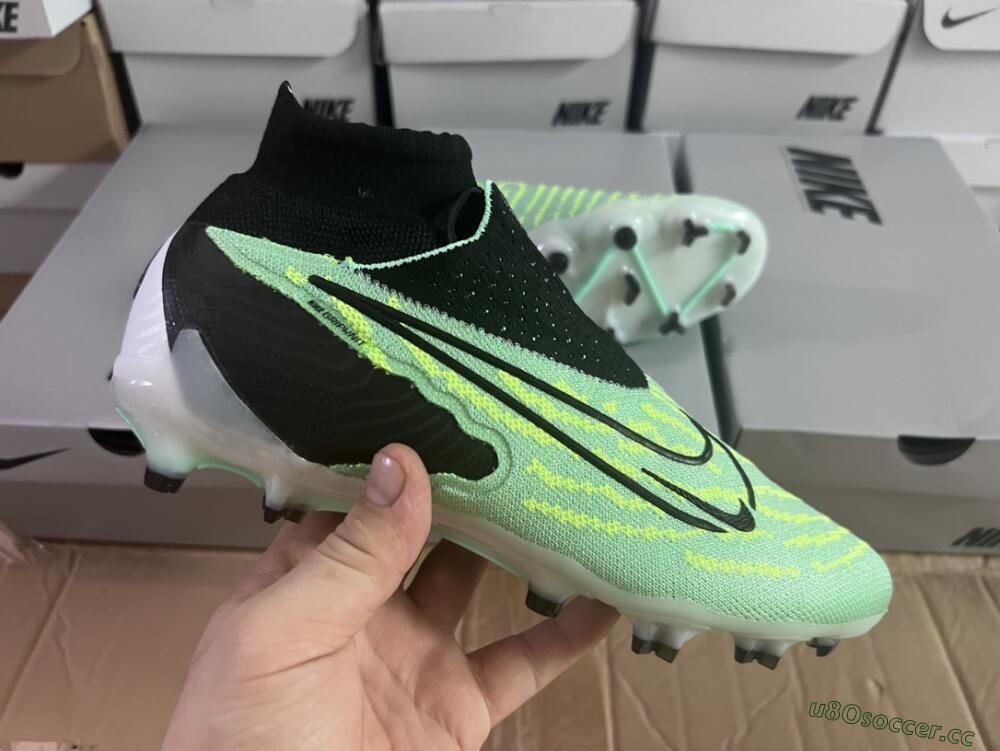 Unisex Nike Phantom GX Elite DF FG Firm Ground High-Tops Football Boots - Green/Black/White