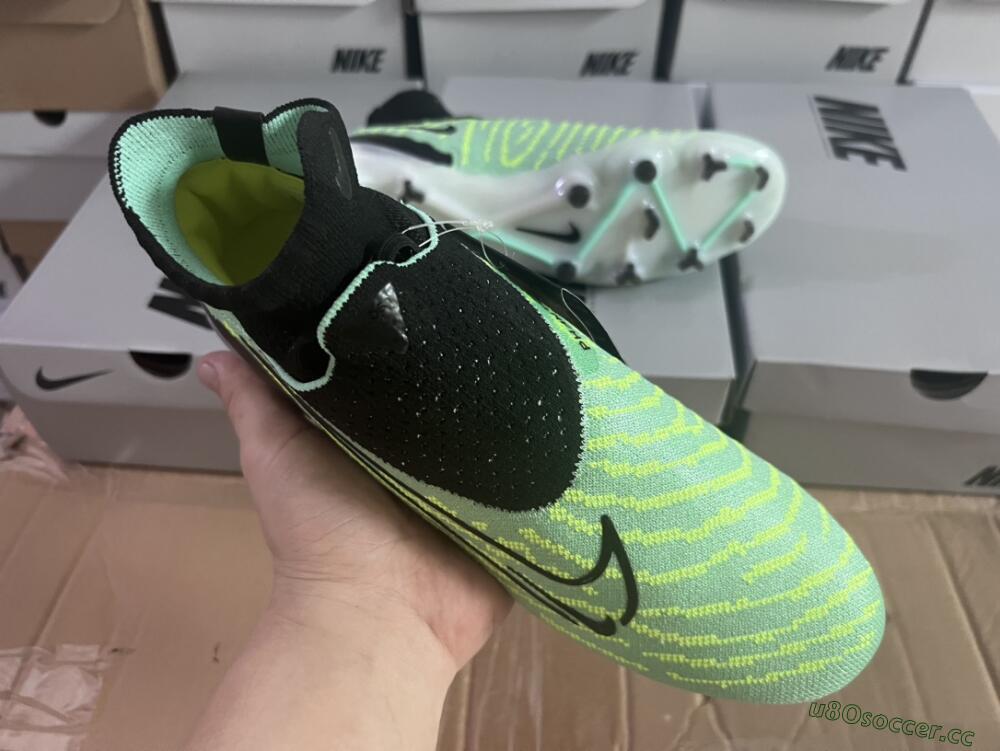 Unisex Nike Phantom GX Elite DF FG Firm Ground High-Tops Football Boots - Green/Black/White