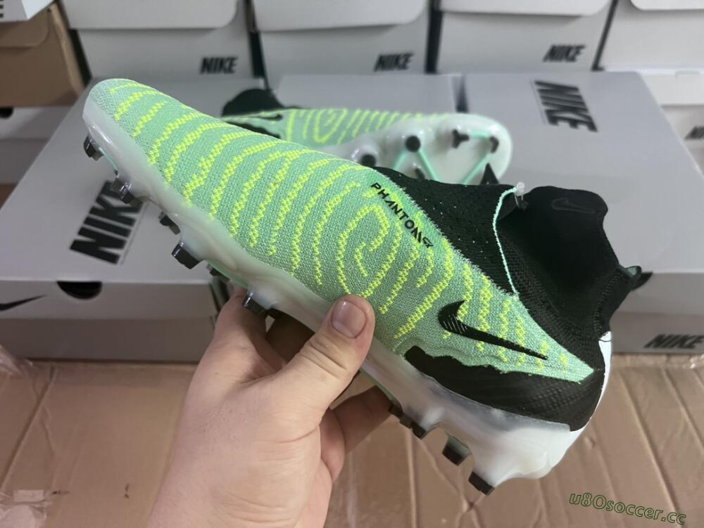 Unisex Nike Phantom GX Elite DF FG Firm Ground High-Tops Football Boots - Green/Black/White