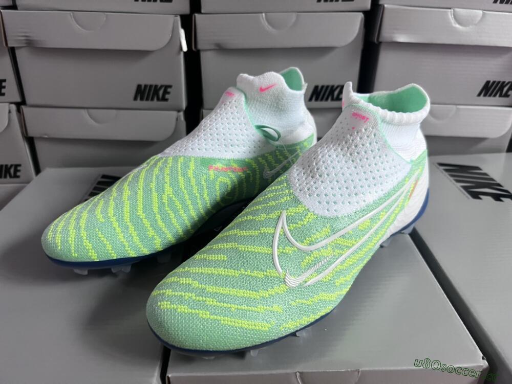 Unisex Nike Phantom GX DF Elite FG Firm Ground High-Tops Football Boots - Green/White/Blue
