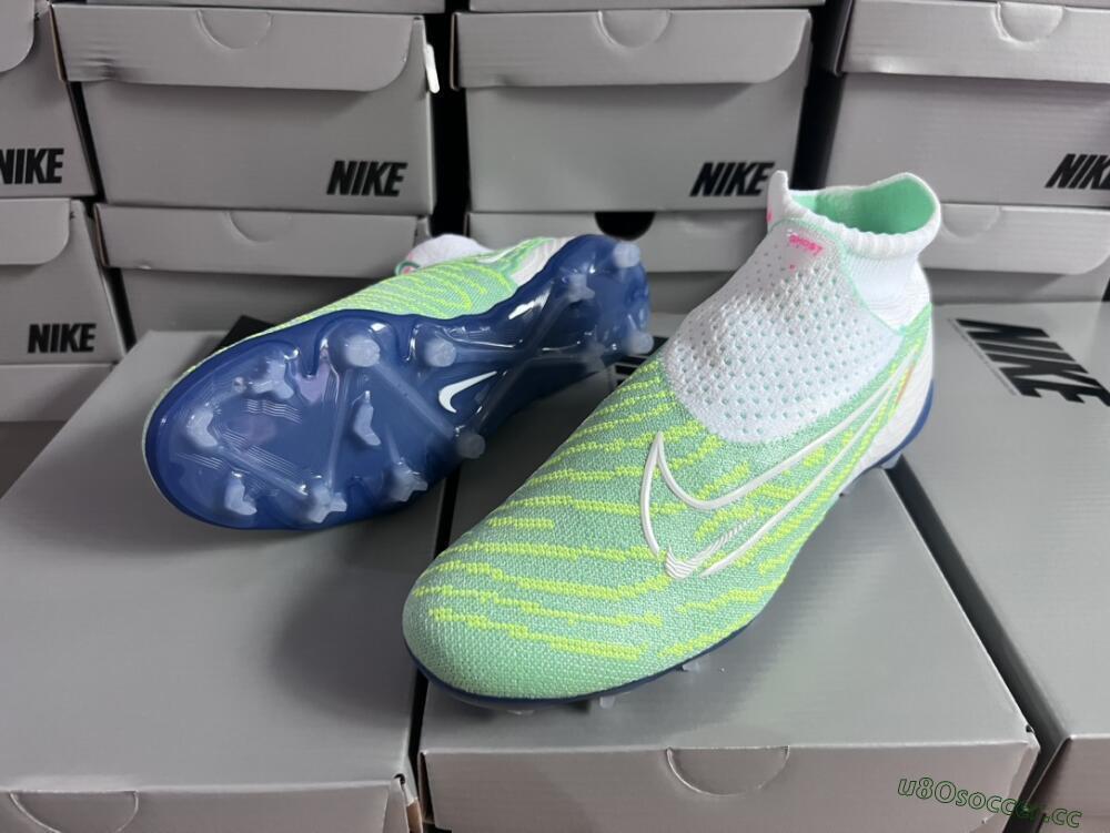 Unisex Nike Phantom GX DF Elite FG Firm Ground High-Tops Football Boots - Green/White/Blue