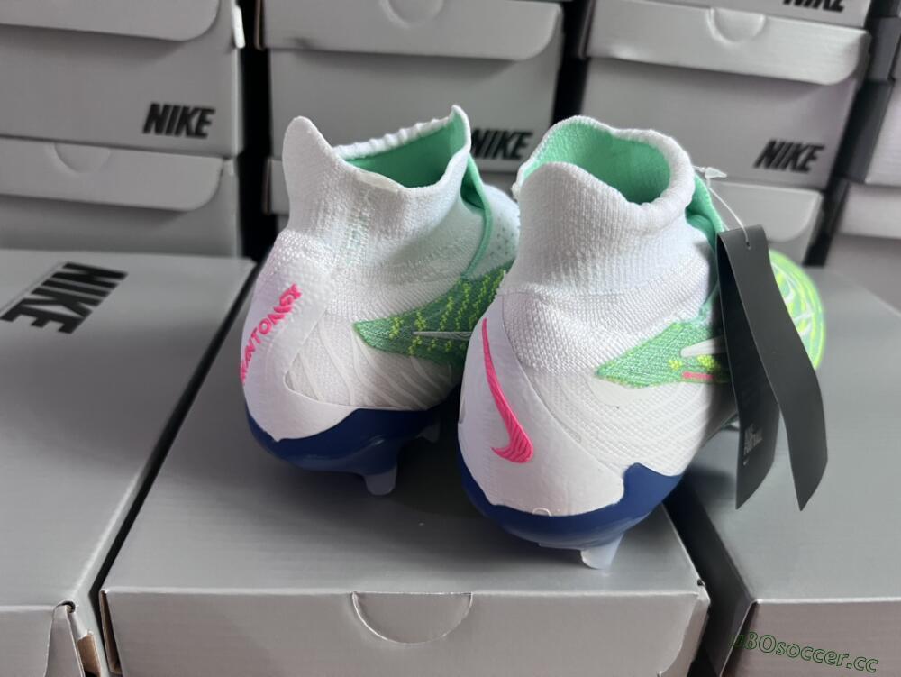 Unisex Nike Phantom GX DF Elite FG Firm Ground High-Tops Football Boots - Green/White/Blue