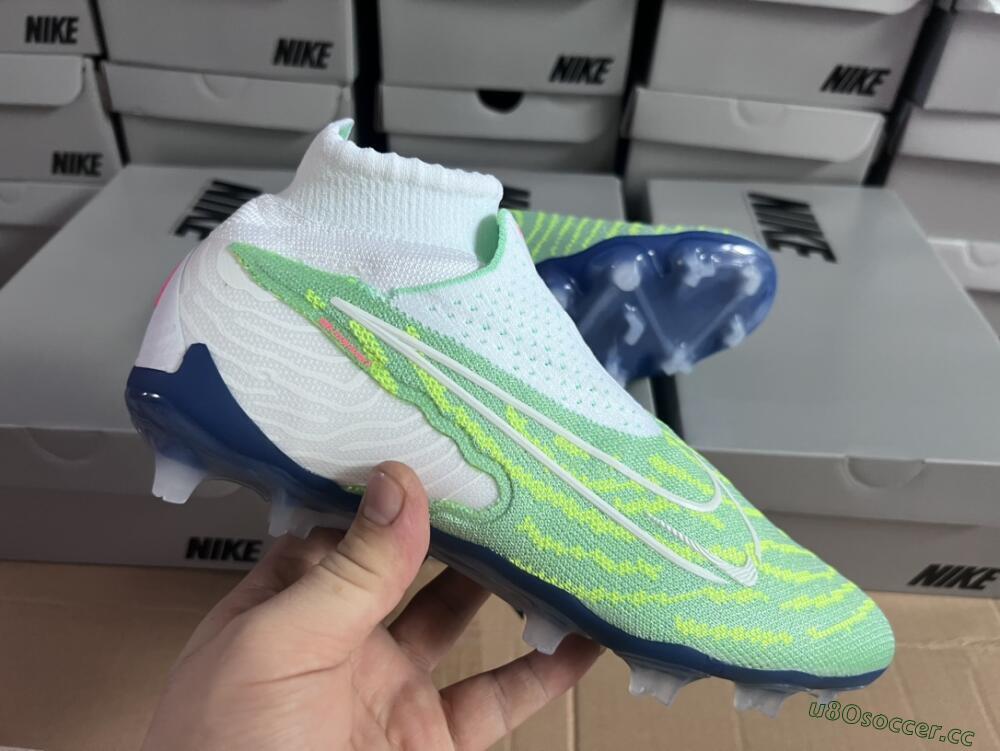 Unisex Nike Phantom GX DF Elite FG Firm Ground High-Tops Football Boots - Green/White/Blue