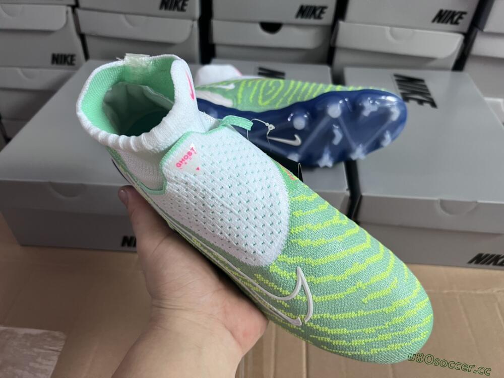 Unisex Nike Phantom GX DF Elite FG Firm Ground High-Tops Football Boots - Green/White/Blue