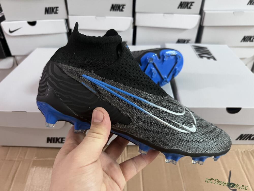 Men's Nike Phantom GX Elite DF Link FG Firm Ground High-Tops Football Boots - Grey/Black/Blue