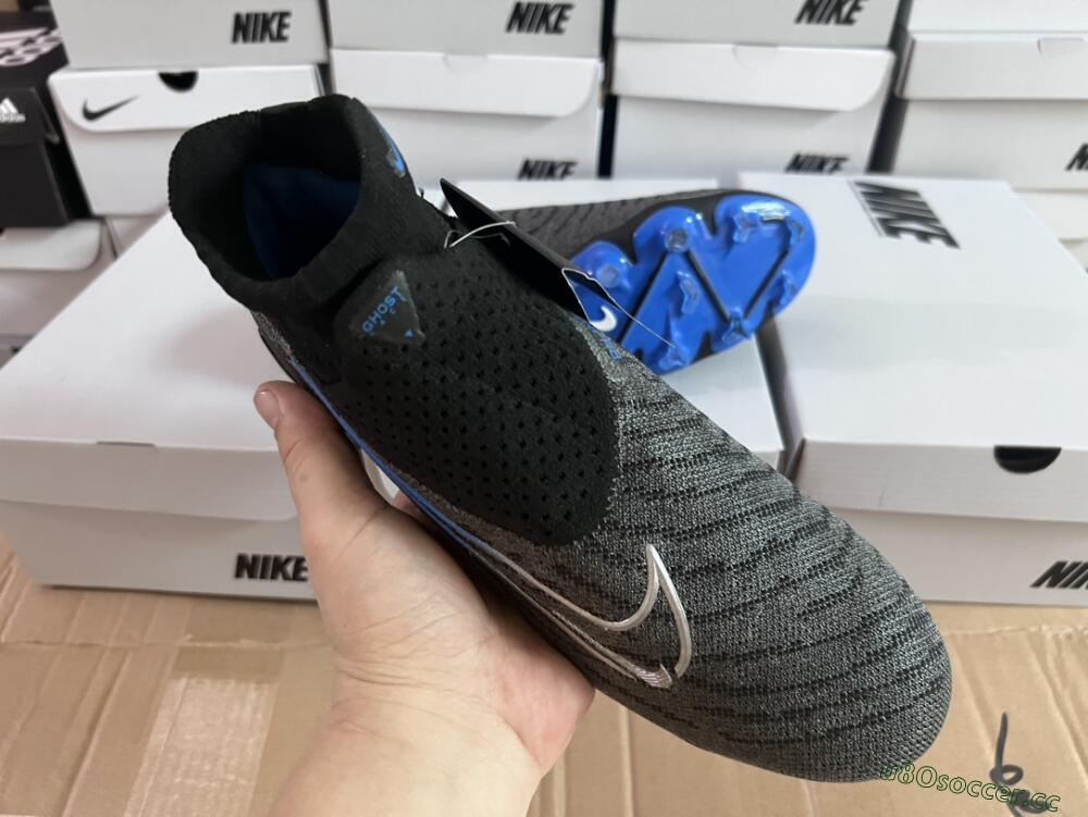 Men's Nike Phantom GX Elite DF Link FG Firm Ground High-Tops Football Boots - Grey/Black/Blue