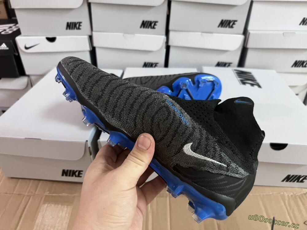 Men's Nike Phantom GX Elite DF Link FG Firm Ground High-Tops Football Boots - Grey/Black/Blue