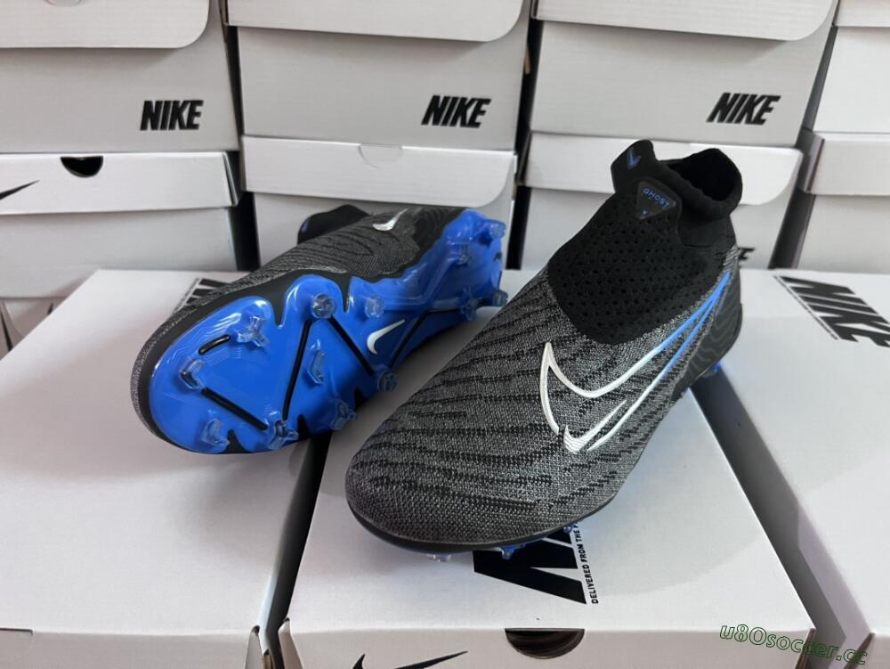Men's Nike Phantom GX Elite DF Link FG Firm Ground High-Tops Football Boots - Grey/Black/Blue