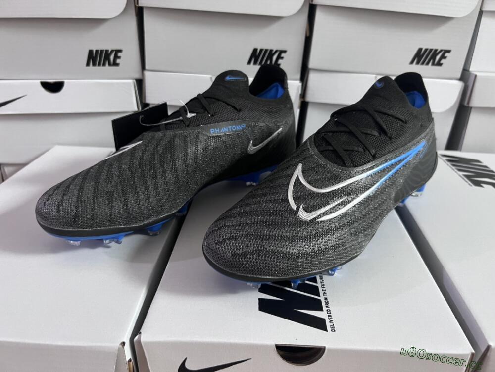 Men's Nike Phantom GX Elite FG Firm Ground Low-Tops Football Boots - Black/Grey/Blue
