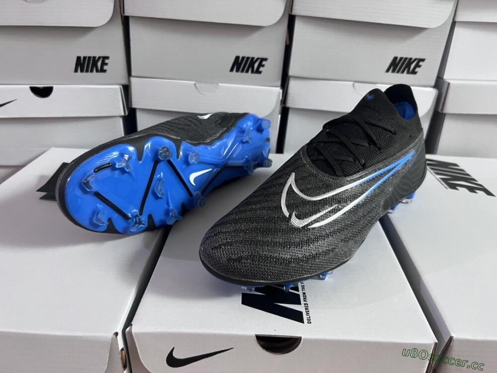 Men's Nike Phantom GX Elite FG Firm Ground Low-Tops Football Boots - Black/Grey/Blue