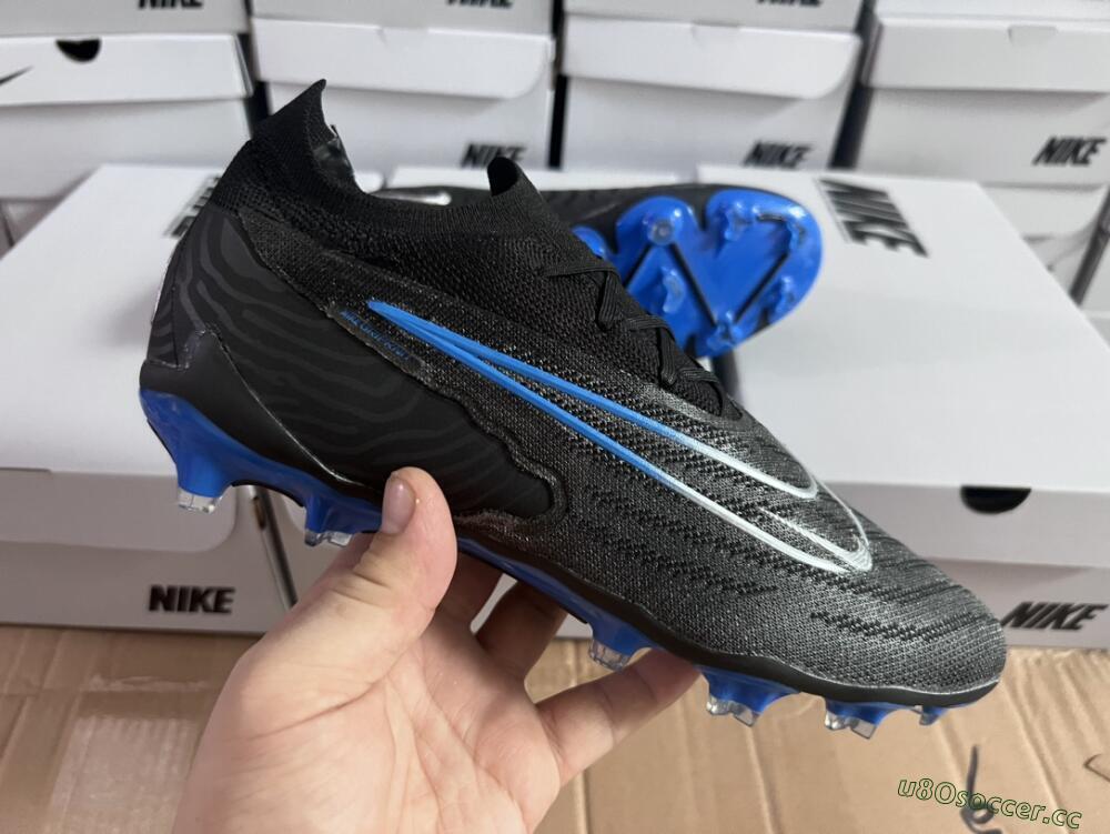 Men's Nike Phantom GX Elite FG Firm Ground Low-Tops Football Boots - Black/Grey/Blue