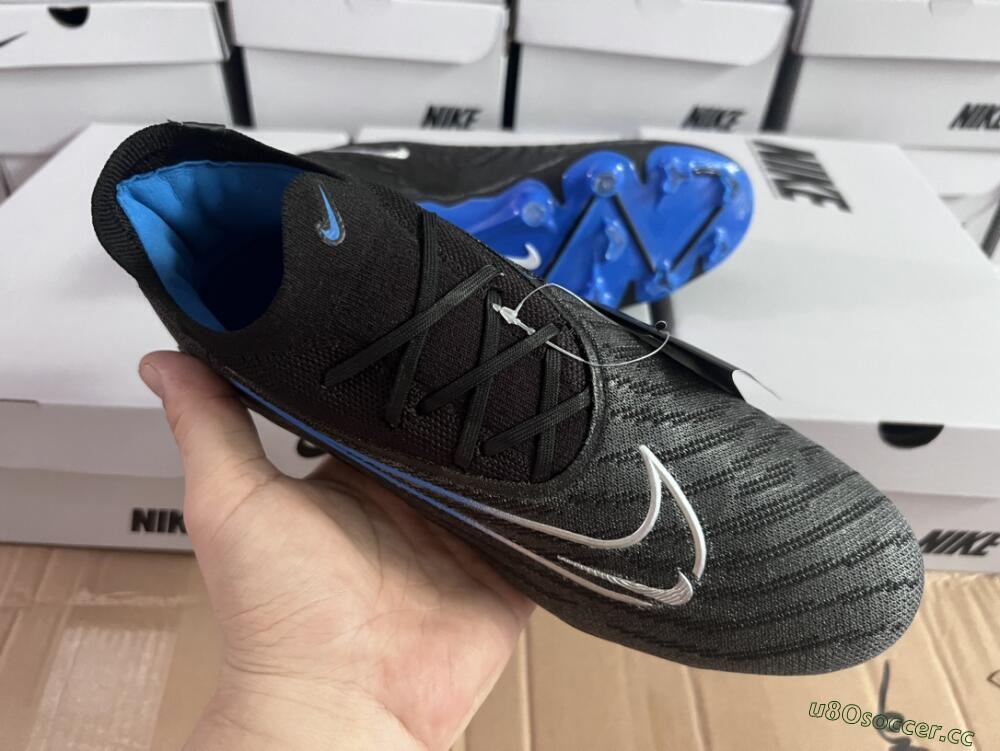 Men's Nike Phantom GX Elite FG Firm Ground Low-Tops Football Boots - Black/Grey/Blue
