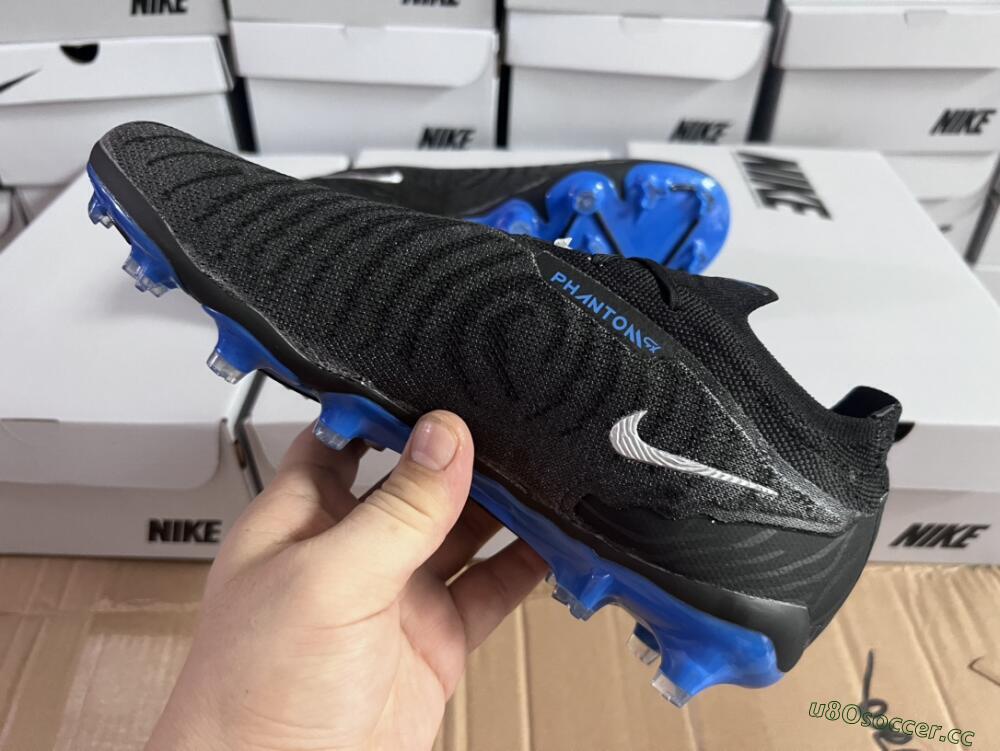 Men's Nike Phantom GX Elite FG Firm Ground Low-Tops Football Boots - Black/Grey/Blue