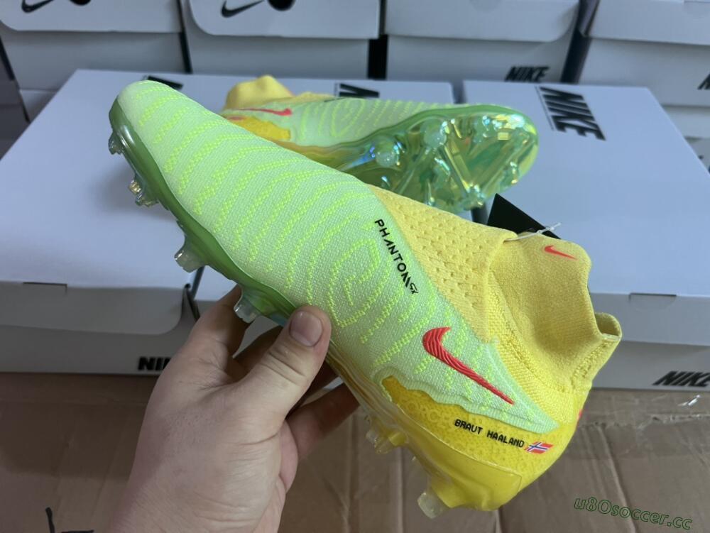Men's Nike Phantom GX Elite DF FG Firm Ground High-Tops Football Boots - Yellow/Green/Black/Red