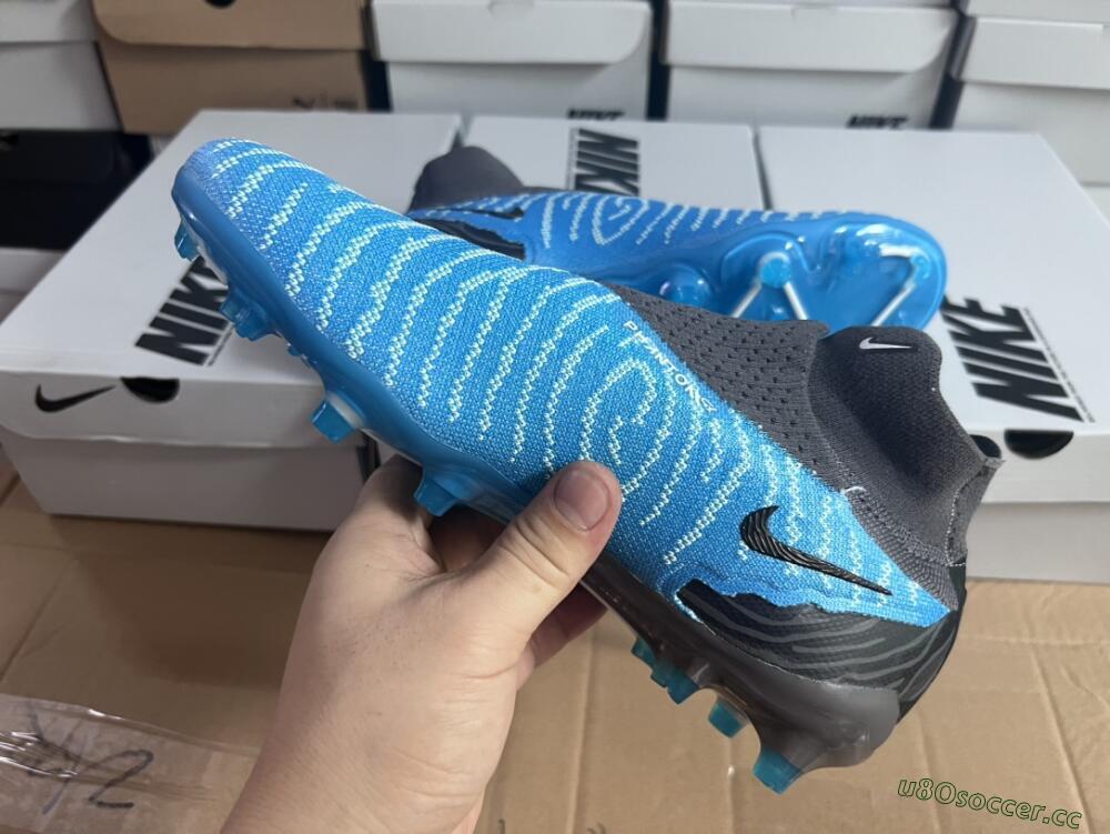 Unisex Nike Phantom GX DF Elite FG Firm Ground High-Tops Football Boots - Blue/White/Black